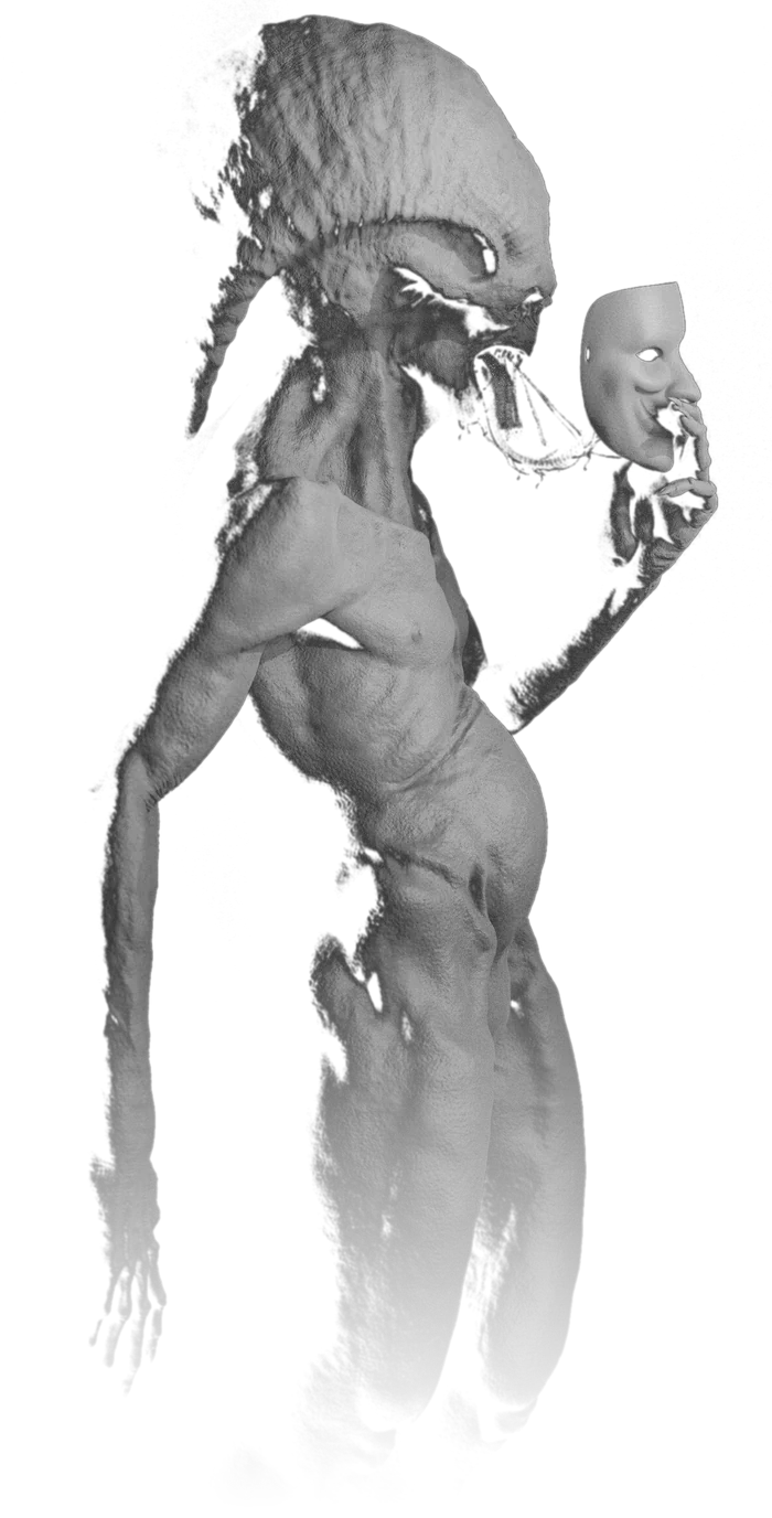 Behind the Mask, creature sculpture by Roberto Digiglio