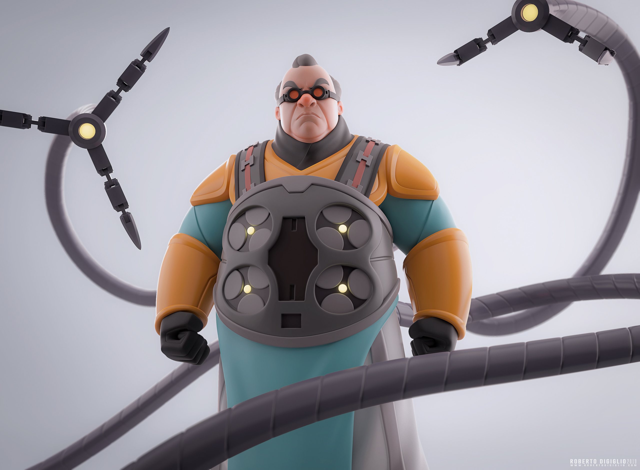 Doctor Octopus — Fan Art — image 4: Doctor Octopus reimagined in a Disney Infinity style, character design by Roberto Digiglio