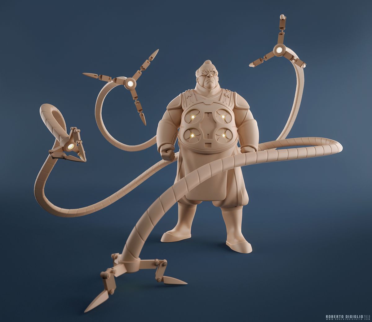 Doctor Octopus — Fan Art — Doctor Octopus reimagined in a Disney Infinity style, character design by Roberto Digiglio — clay render
