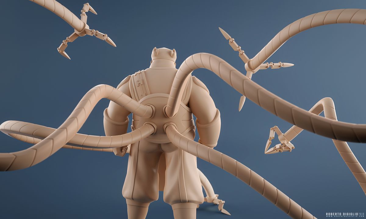 Doctor Octopus — Fan Art — Doctor Octopus reimagined in a Disney Infinity style, character design by Roberto Digiglio — clay render