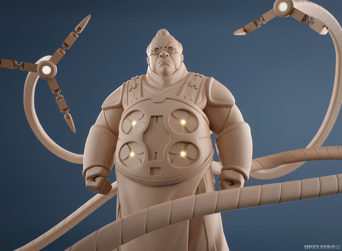 Doctor Octopus — Fan Art — Doctor Octopus reimagined in a Disney Infinity style, character design by Roberto Digiglio — clay render