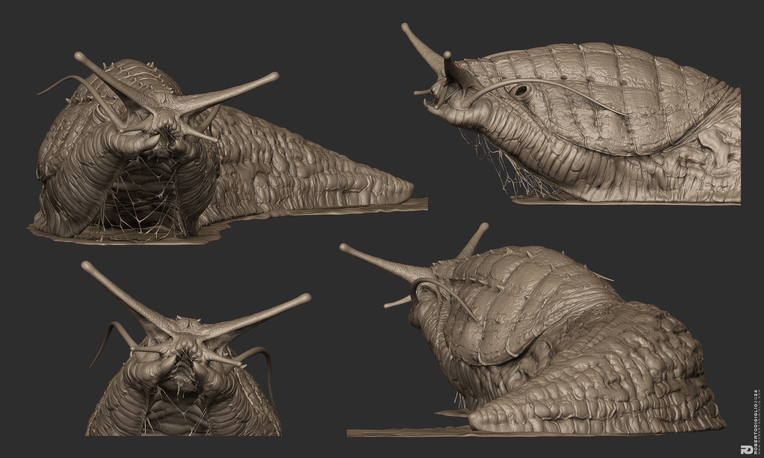Limax Magnodentis — Sculpt: a carnivorous dog-sized slug with an armored mantle, creature design by Roberto Digiglio