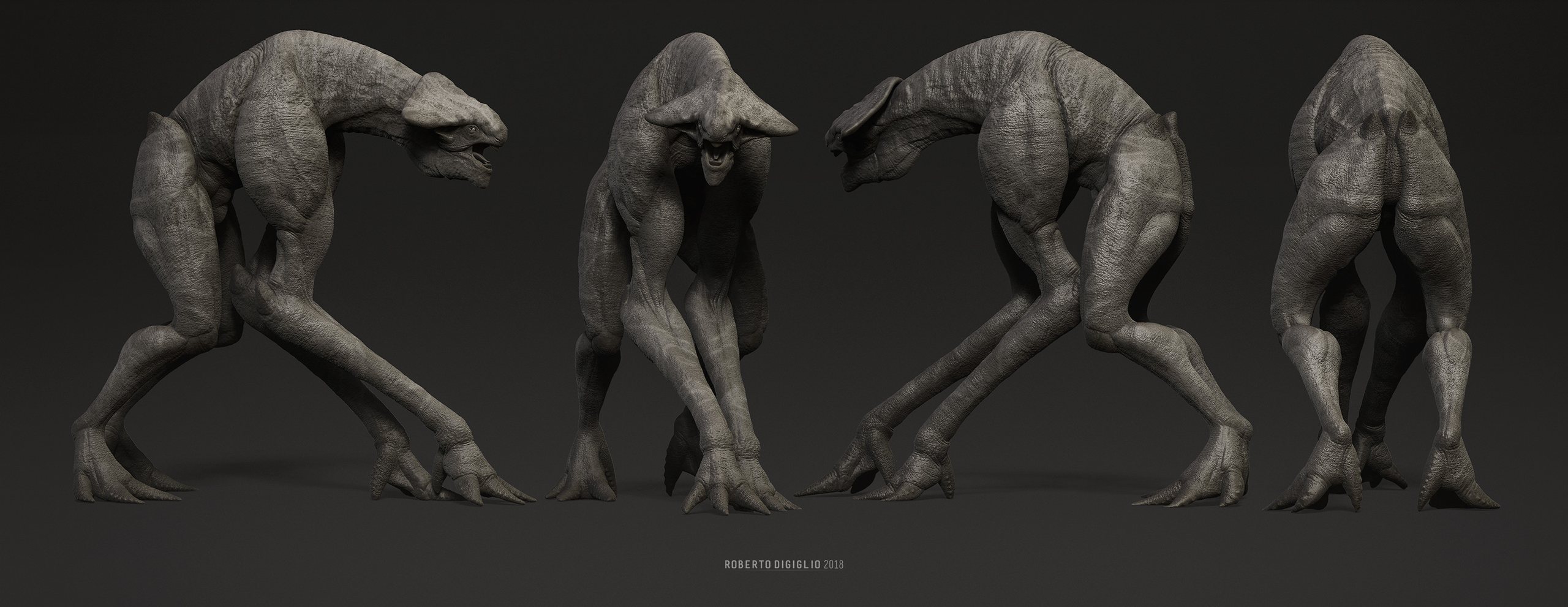 Long-legged Creature — Views: a long-legged creature, creature design by Roberto Digiglio