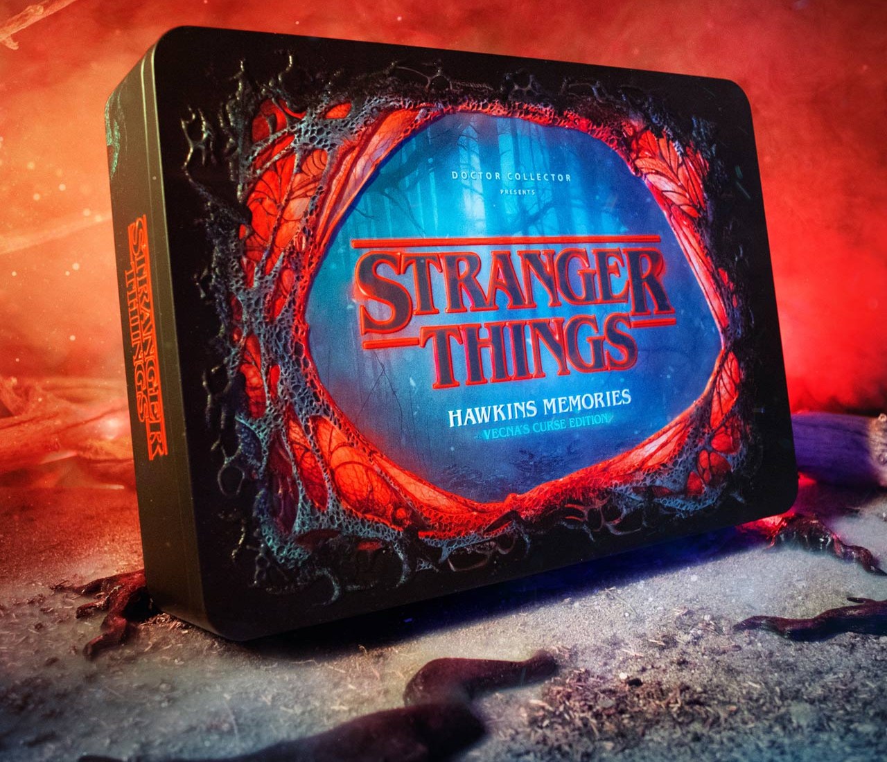 Stranger Things — Hawkins Memories — the metal collector’s box of Stranger Things – Hawkins Memories “Vecna’s Curse”, collectible design by Roberto Digiglio