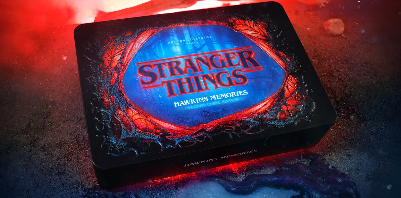 Stranger Things — Hawkins Memories — The lid: the metal collector’s box of Stranger Things – Hawkins Memories “Vecna’s Curse”, collectible design by Roberto Digiglio