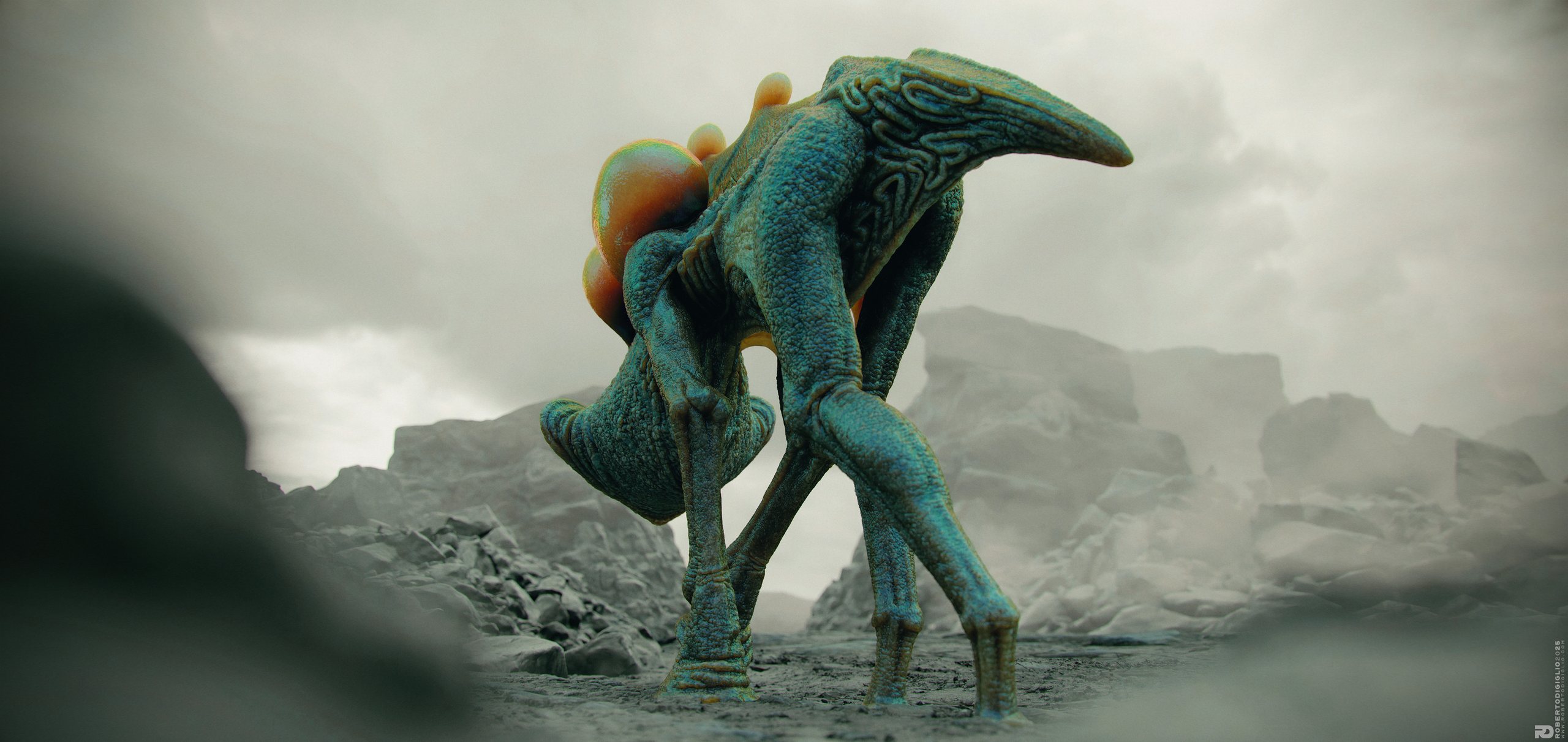 Terragaster Lithovore — image 6: a large alien organism adapted to extreme gravity, creature design by Roberto Digiglio
