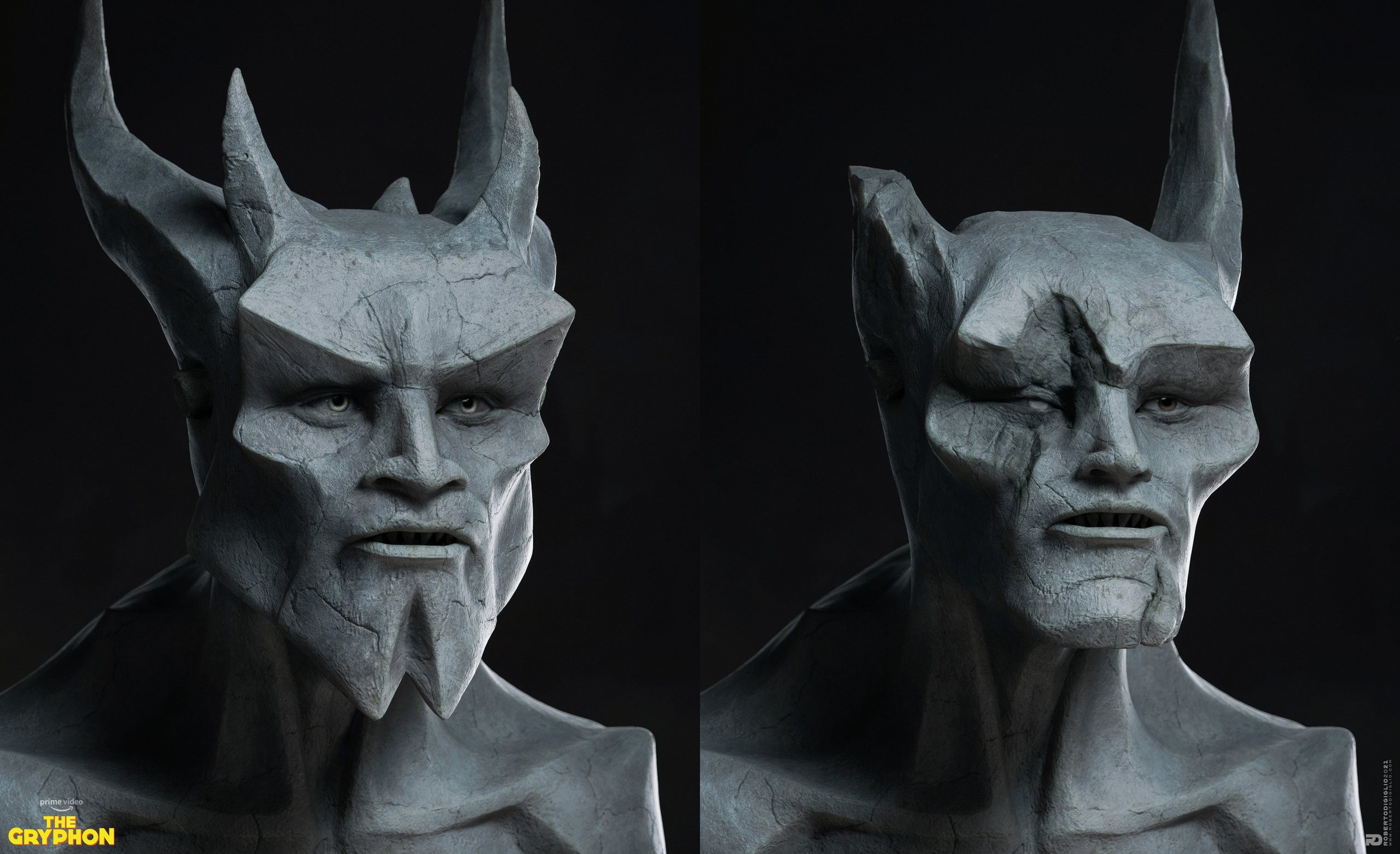 The Gryphon — The Horned Ones — Yezariael and Yarmael: a horned character designed for The Gryphon on Amazon Prime Video, character design by Roberto Digiglio